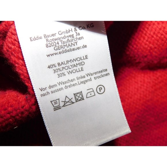 Eddie Bauer Women L Red Tan Fair Isle Full Zip Cardigan Sweater Convertible neck - Picture 8 of 15